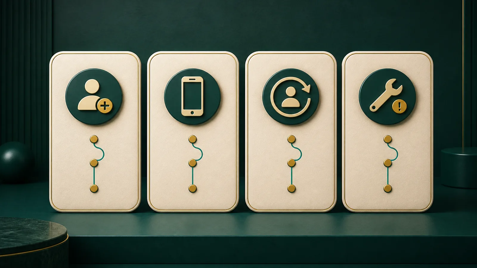 Rotas de conteúdo para cadastro, celular, retorno e solução de problemas